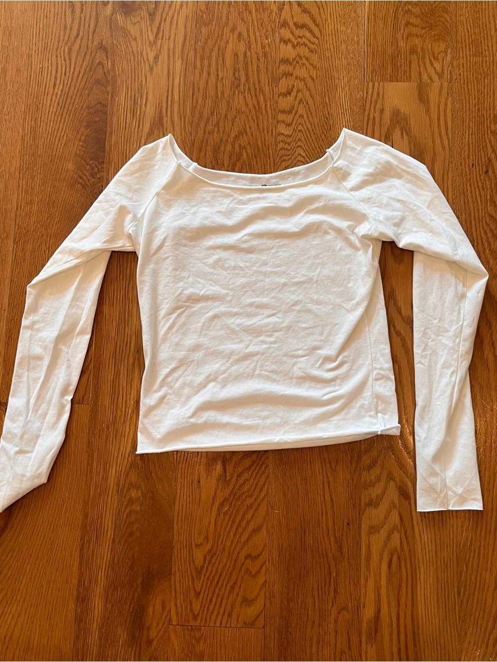 Brandy Melville White Long Sleeve Boatneck Top